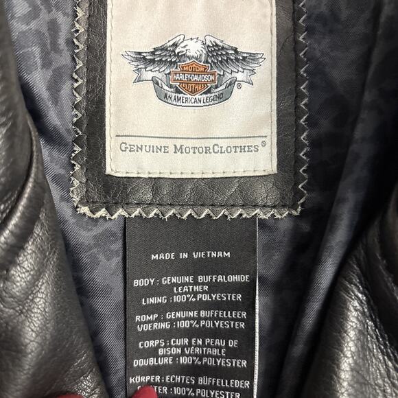 Harley Davidson Women's XL 100% Genuine Leather Motorcycle Jacket Embroidery - Picture 2 of 15